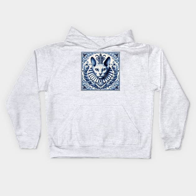 Delft Tile With Sphinx Cat No.4 Kids Hoodie by artnook